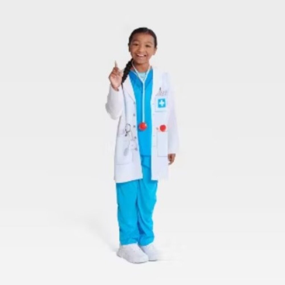 Doctor Halloween Costume Medium 8 Shirt Attached Jacket, Pants, Stethoscope